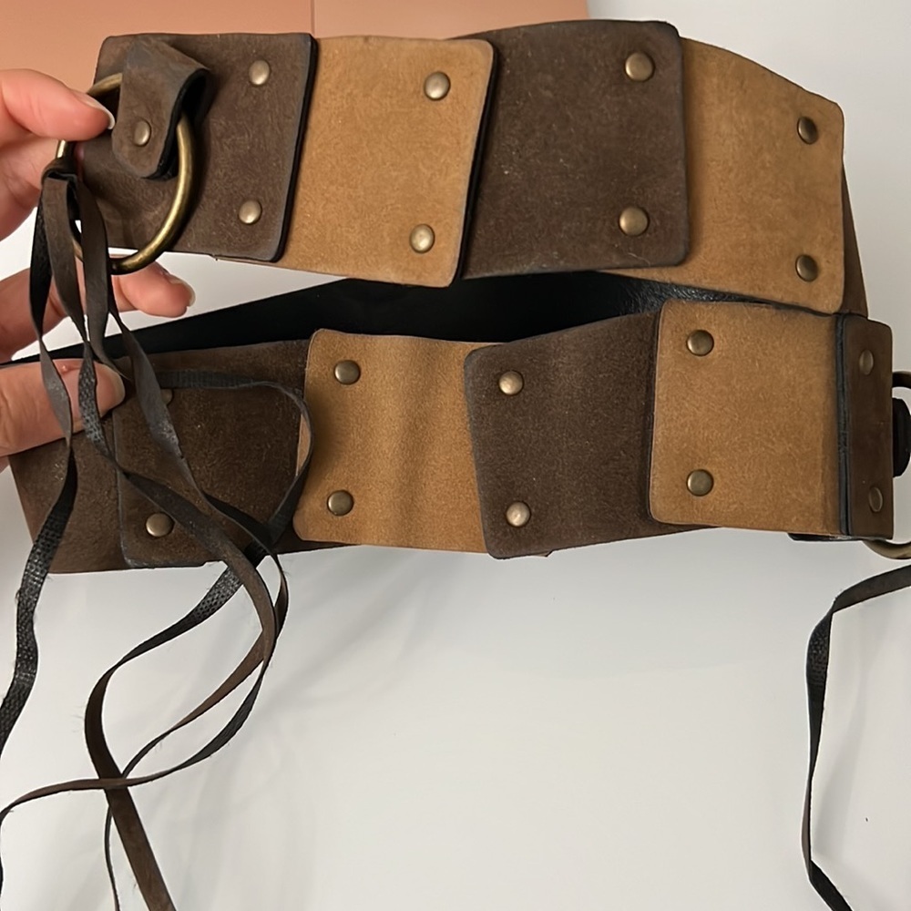 Brown tie waist belt